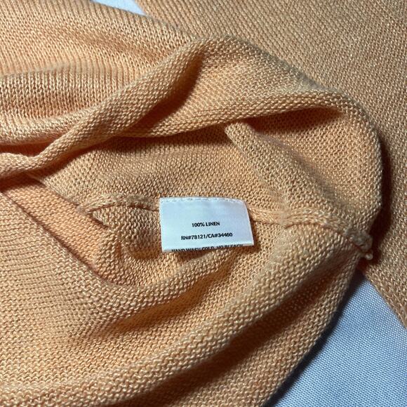EILEEN FISHER 100% Linen Knit Orange Lightweight Pullover Sweater Top XL - Picture 3 of 7